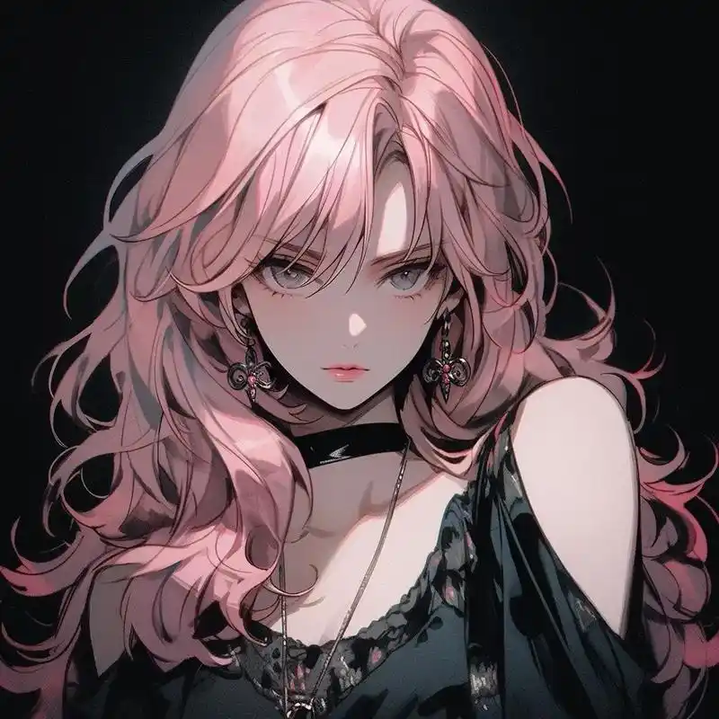 暗黑系粉色少女#动漫女头 #女生头像 #ai绘画 #御姐 - 抖音