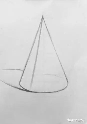 重点要定好高度与宽度,然后找出顶点链接底面的中线,保证圆锥之后画