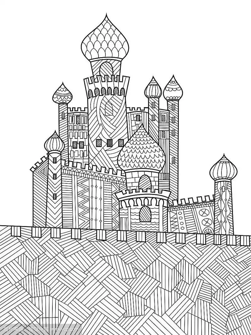 成人中世纪城堡涂色书