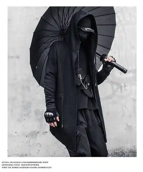 俞兆林秋冬暗黑巫师风衣男青少年中长款大衣披风斗篷连帽黑色外套女