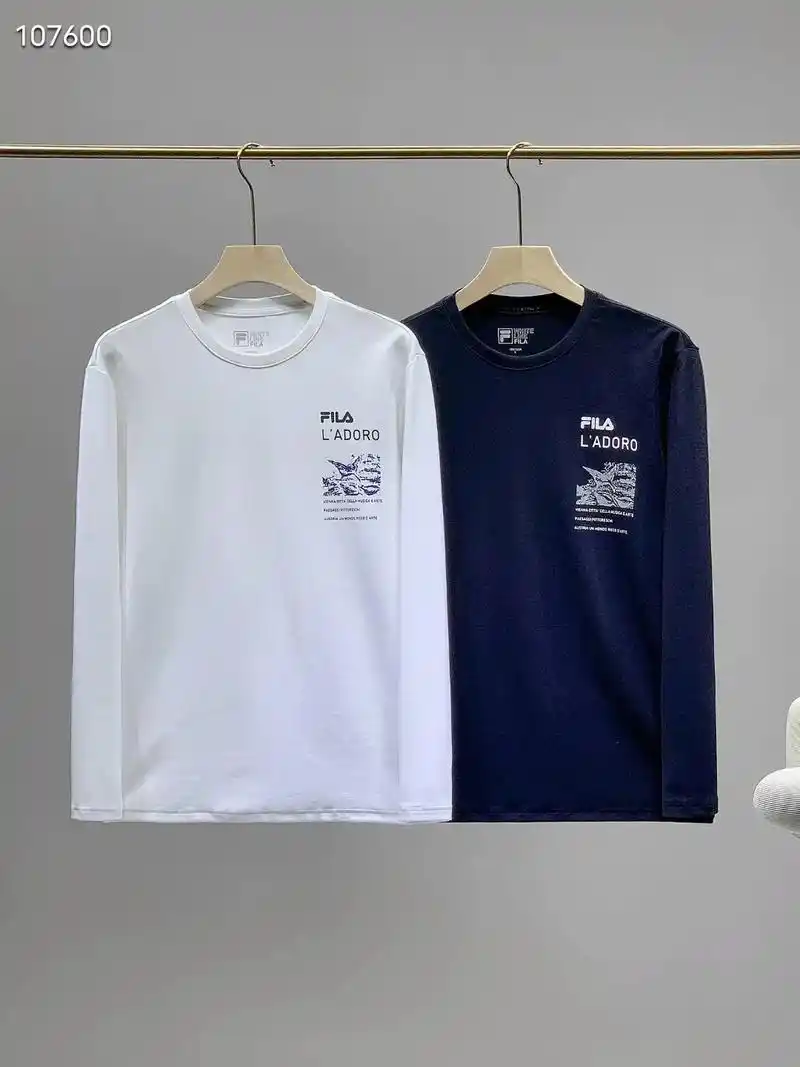 张艺兴同款fila斐乐男子长袖t恤2022秋季新款圆领印花丝柔棉