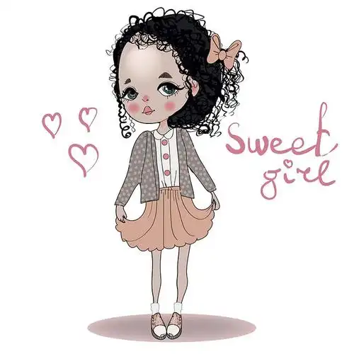 收藏 关键词:卷发萝莉女孩插画图片下载,卷发,萝莉,手绘插画,卡通女孩