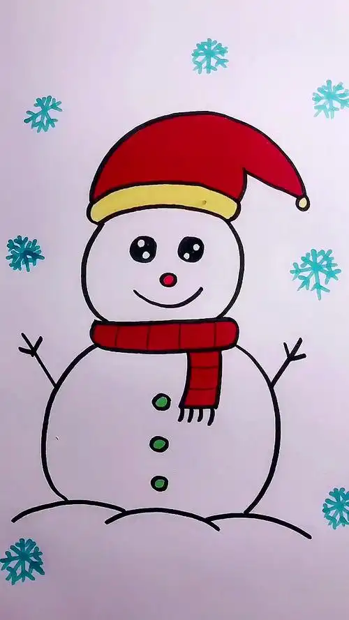 画画原来如此简单#这样画雪人很简单