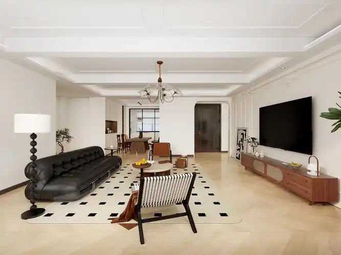 吴爽-189方简美风格三居室一层客餐厅装修效果图第2张