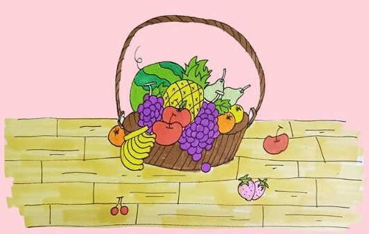 水果篮子怎么画水果篮子简笔画画法步骤教程