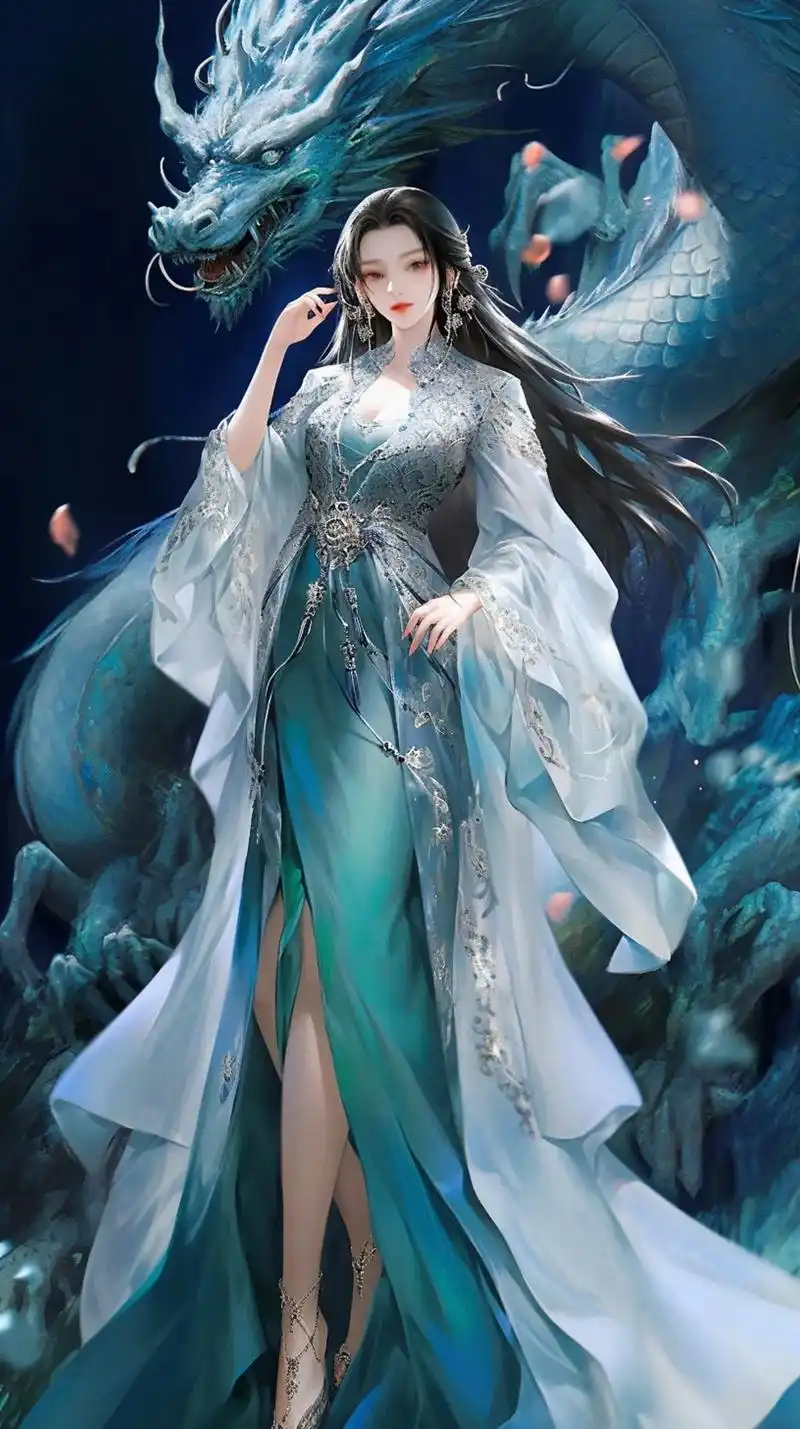 龙女与凤凰神女#古风 #我的插画作品集 #国风插画 #凤凰# - 抖音