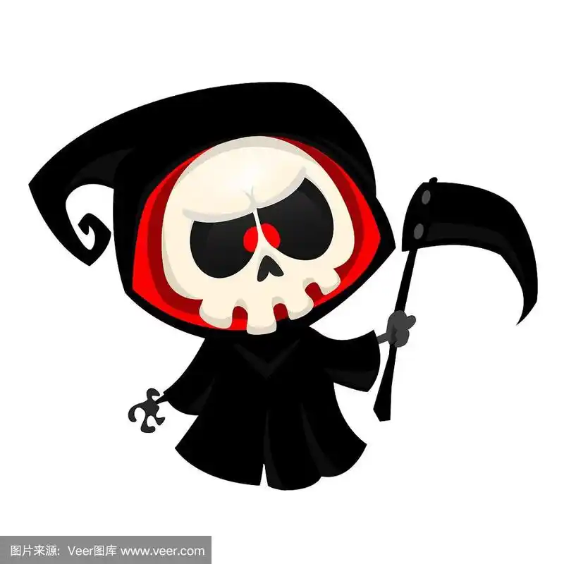 可爱的卡通死神.万圣节的矢量图