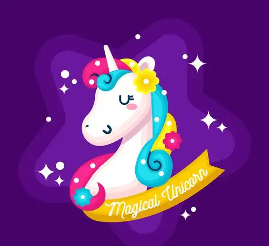 彩色独角兽头像设计矢量素材
