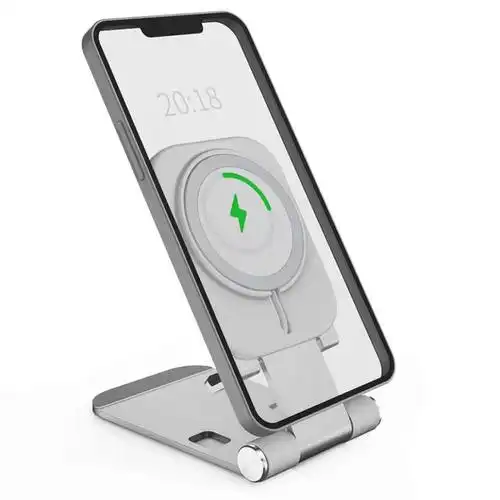 桌面magsafe磁吸无线充电立式底座 双面磁吸手机支撑铝合金属支架
