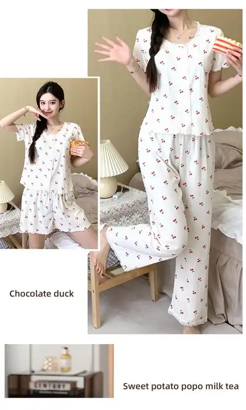 smf-g555杏:货号其他100%:材质成分简约:家居服风格女:适用性别夏季