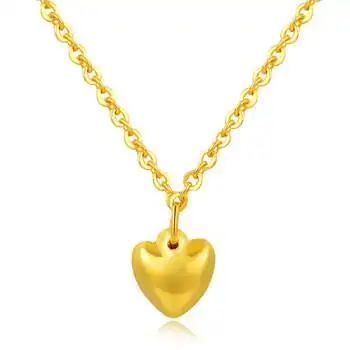 黄金项链999足金爱心o字链锁骨链女足金吊坠软细链子套链女40cm约27g