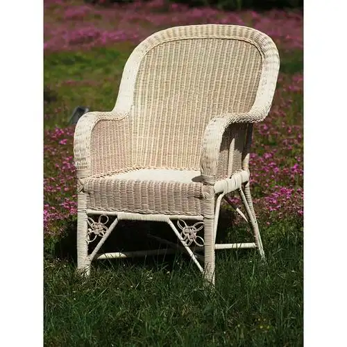 天然真藤植物藤编椅老式老人办公电脑休闲高靠背客厅单人竹椅子