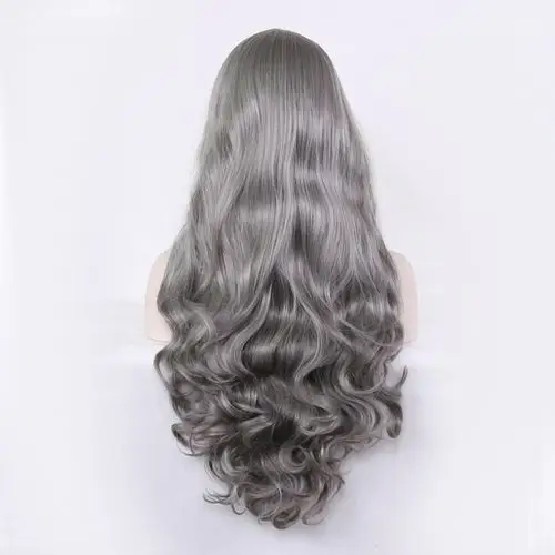 奶奶灰色中分长卷发欧美假发 大头皮动漫假发欧美假发一件代发