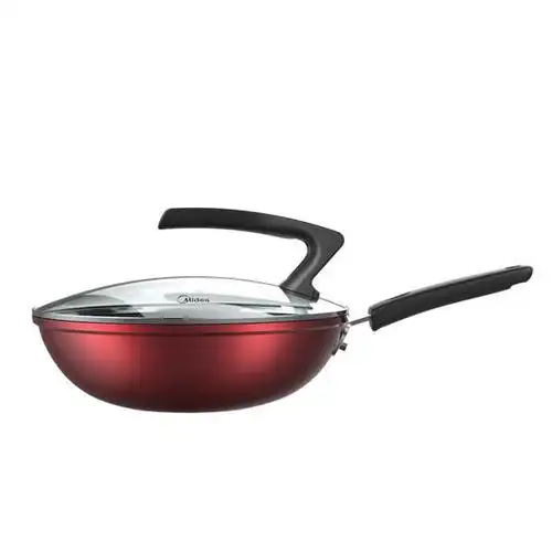 美的炒锅不粘锅无油烟30cm电磁炉燃气通用cl30k04炒菜锅平底锅