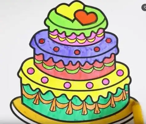 五颜六色的花蛋糕简笔画 简笔画图片大全-蒲城教育文学网