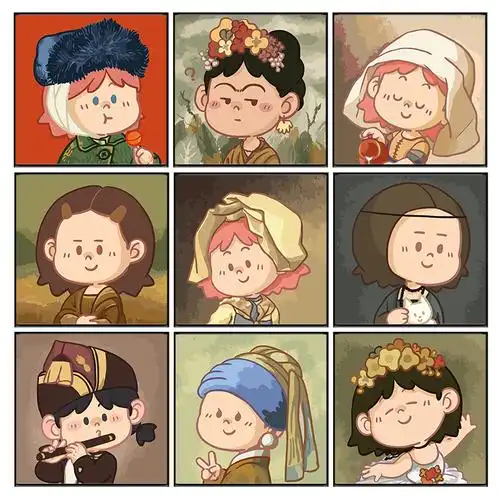 特价蒙娜丽莎画_数字油画diy手工填色名人名画q版蒙娜丽莎卡通动漫