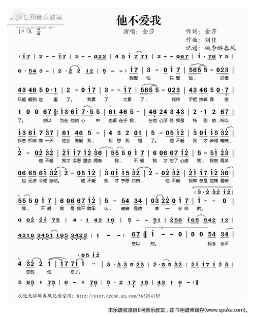 他不爱我——金莎()_他不爱我——金莎()简谱_他不爱我——金莎()吉他
