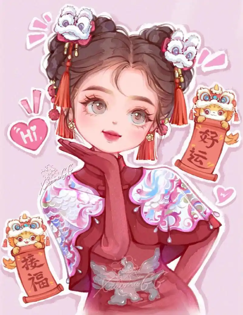 双丸子小福"欣"(半q版虞书欣)#虞书欣 #画画 #跟着抖音 - 抖音