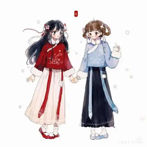 古风系列闺蜜双人画师普通小狗侵删抱图留名