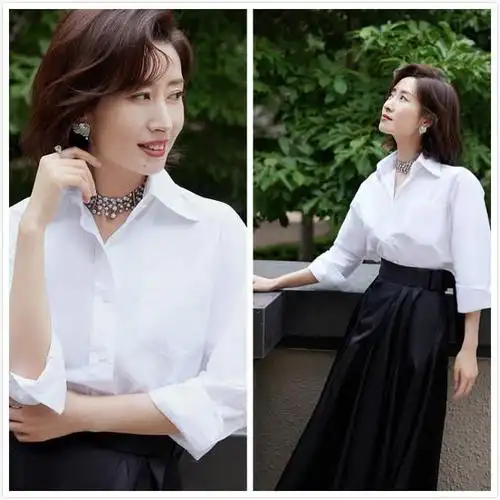 刘敏涛职场风穿着有种大片既视感优雅又有气质