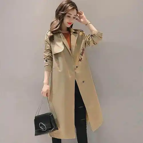 长款系腰带韩版女装外套长过膝女风衣,不挑脸型,略微宽松的版型,给