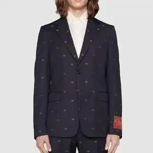 gucci古奇套装男士满gg字母刺绣标西装外套直筒西裤正品12.22
