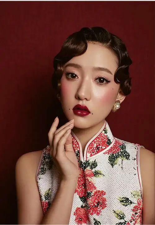 古装造型假发刘海片影楼手推波纹民国秀禾旗袍造型假刘海长发片