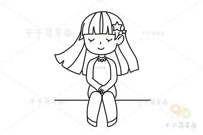 简单漂亮的简笔画坐着的人怎么画简笔画人物女孩坐在一边侧身坐的桃心