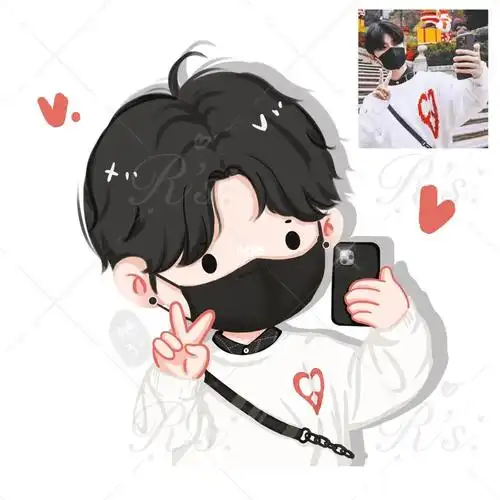 q版手绘小头像任嘉伦照片转手绘