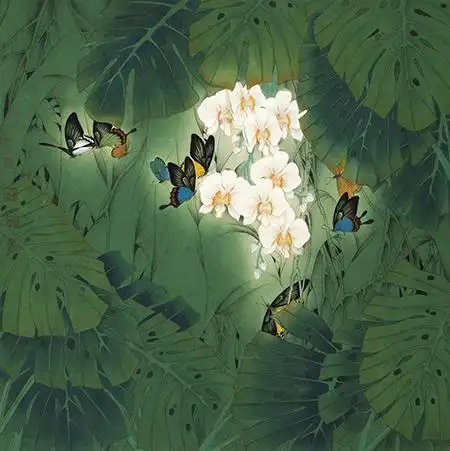 他独创的新派工笔花鸟,工笔虫蝶及朦胧画法,开创了独树一帜的"李氏