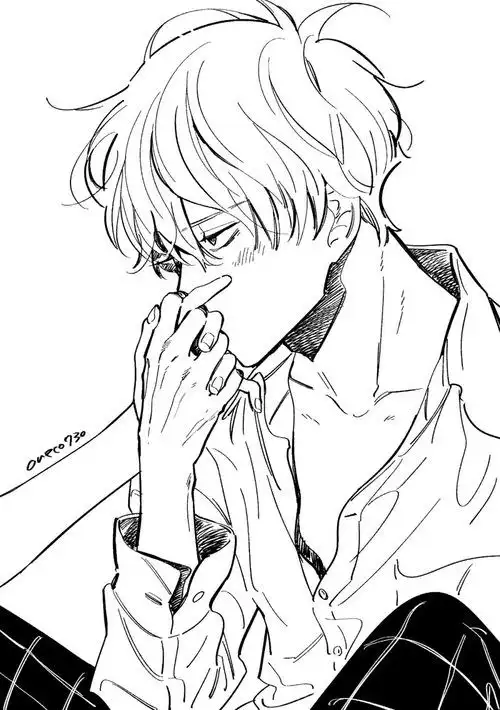 【线稿参考】帅气男生的线稿模板.