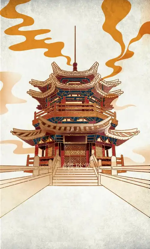 国风古建筑|插画|商业插画|修炼铁砂掌duang - 原创作品 - 站酷