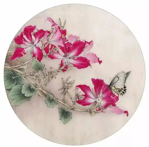 图文教程 | 李晓明工笔画《紫荆花 凤蝶》完整绘制步骤说明