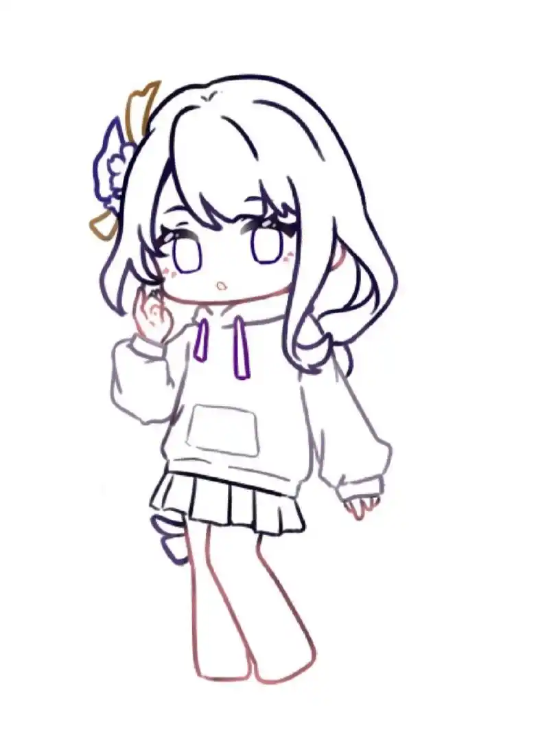 原神/雷电将军/q版/线稿