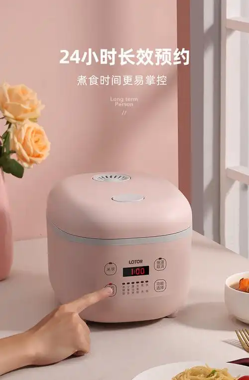小浣熊电饭煲迷你小型电饭锅2l家用多功能智能预约煮饭锅24人12l白色