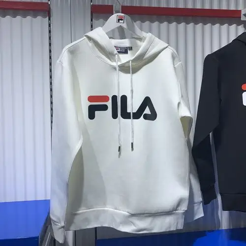 fila斐乐官网同步经典秋冬爆款加绒细线情侣连帽卫衣