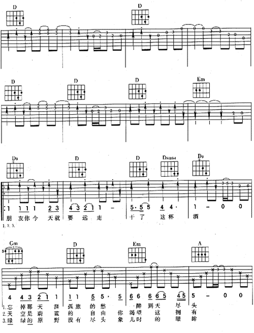 干杯朋友吉他图片谱田震吉他谱田震吉他图片谱3张