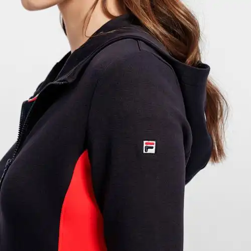 斐乐女装时尚休闲女款拉链连帽百搭女式针织长袖连帽外套