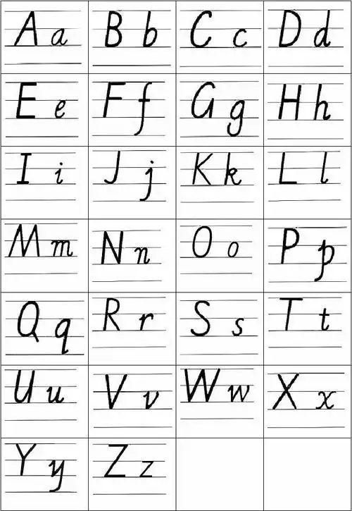 小学英语26个字母标准手写体 英语26个字母的书写 英语26个字母手写体