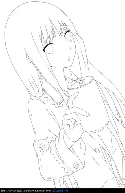 喝可爱的女孩卡通人物图片动漫人物图片卡通