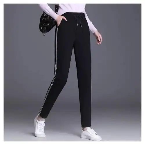 运动裤女秋冬女装九分休闲裤女黑色裤子宽松显瘦