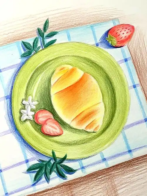 彩铅早餐面包