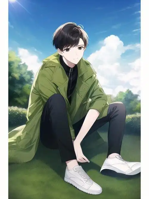 绿色外套二次元男孩#二次元  #动漫头像  #动漫头像