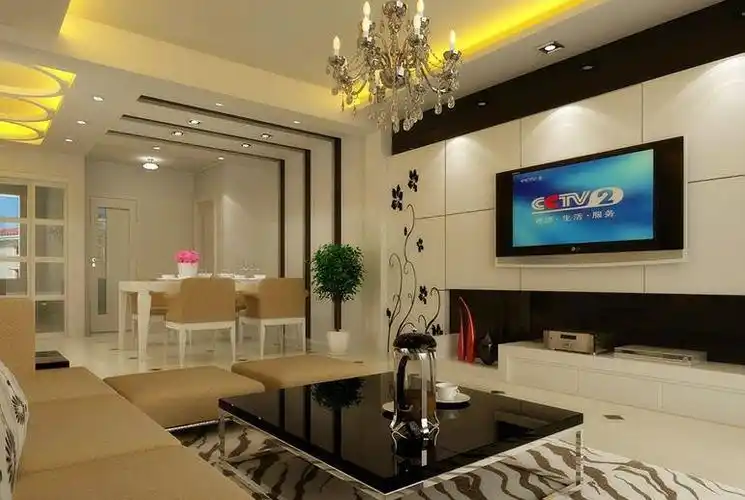 现代简约三居室客厅背景墙装修效果图大全