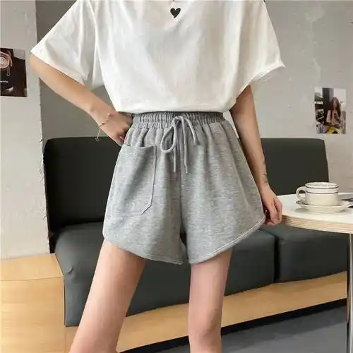 圣茵黛休闲运动短裤女夏季2022新款高腰宽松a字热裤小个子薄卫裤子潮