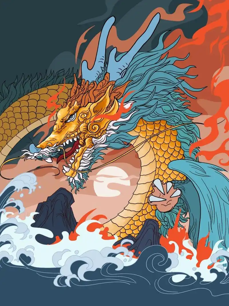 应龙 原创国风插画 (图已授权,请勿商用)