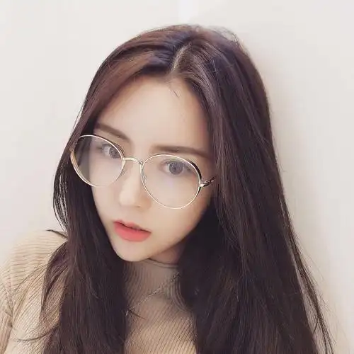 复古韩版潮眼镜框女平光圆脸防辐射蓝光眼镜配