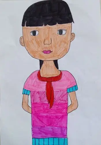 昨天的语文作业是画一张自画像  妈妈说神似   哈哈