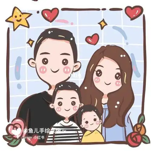 口原创简笔画手绘全家福头像幸福一家三口手绘全家福简笔画头像更新