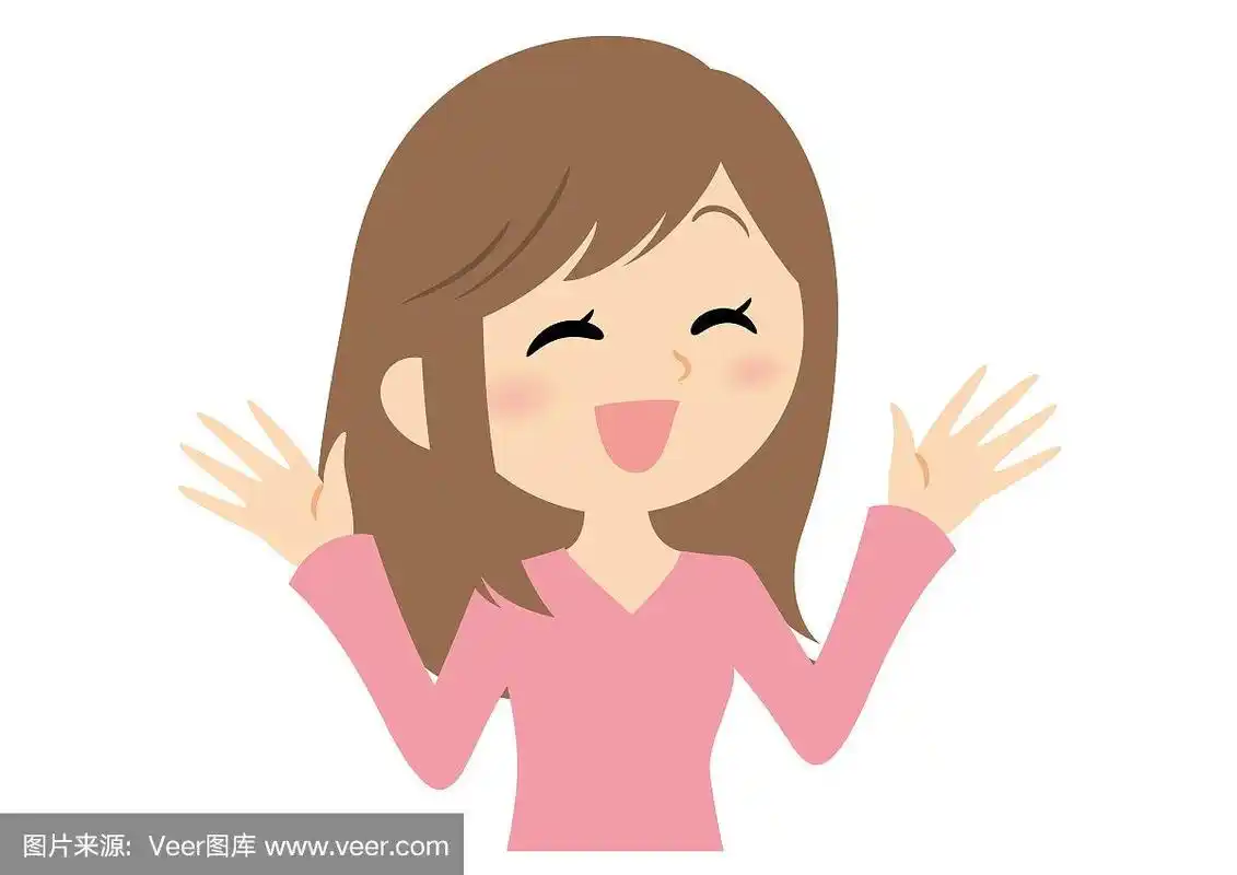 女人,快乐,面部表情,绘画插图,可爱的